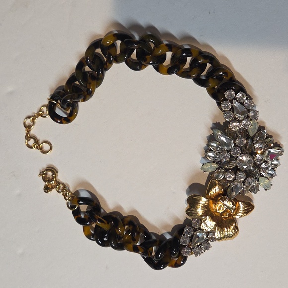J. Crew Tortoise and Gold Floral Necklace - Picture 1 of 4